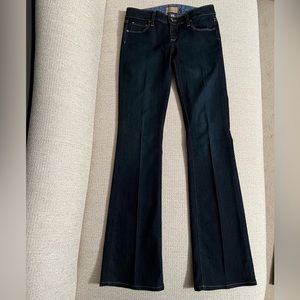 PAIGE Low waist, boot leg dark denim, blue jeans - size 25